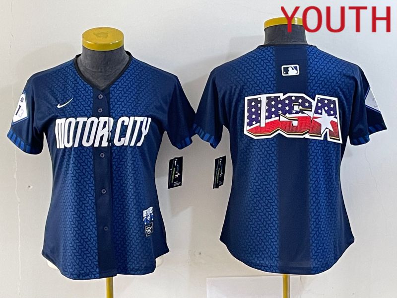 Youth Detroit Tigers Blank Blue City Edition Nike 2024 MLB Jersey style 3->youth mlb jersey->Youth Jersey